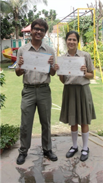 Shubham Gautam and Charu Pandey. First in ISC Albert Barrow Inter School English Debate.